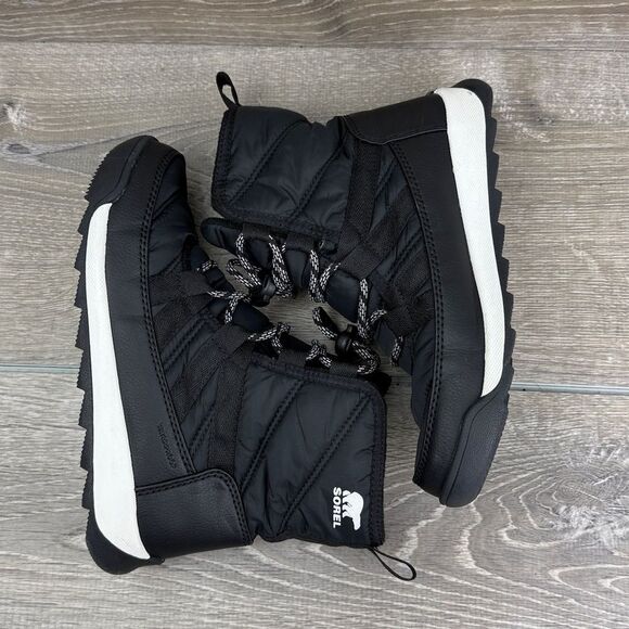 Sorel Whitney II Short Lace Warm Waterproof Little Girl Sz 3 Black Snow Boots - Picture 10 of 12